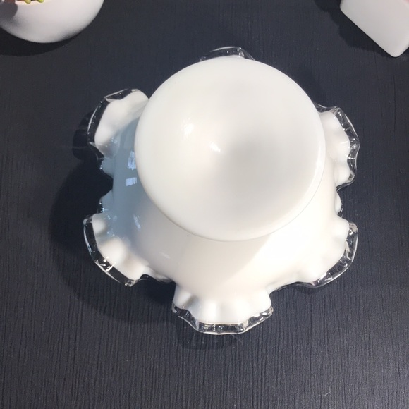 HTF 1950’s Vintage Fenton Art Glass Silver Crest Low Footed Pedestal Comport - Picture 4 of 6